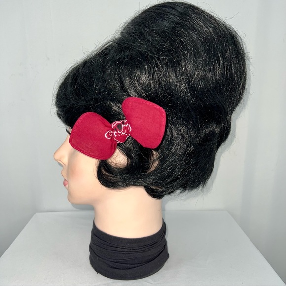 Deep Red Paisley Rockabilly Bandana Knotted Hair Bow - Picture 5 of 11